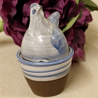 blå høne æggebæger keramik retro lertøj